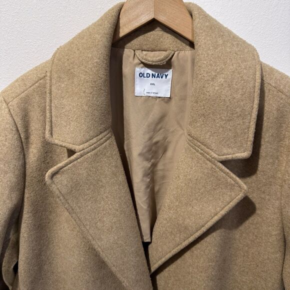 Old Navy Oversized Soft Brushed, Button-Front Coat Size X-Large Tan Beige - Picture 3 of 11